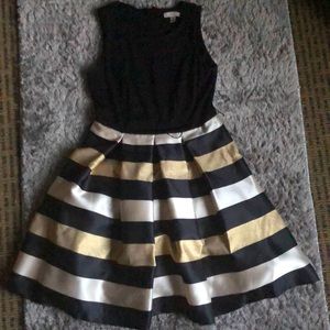 Black,gold and white formal dress